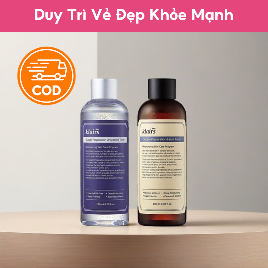 Nước hoa hồng Klairs Supple Preparation Toner 180ml (Có Mùi)