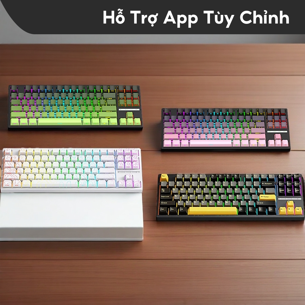 Bàn phím cơ không dây Leaven K88 - 3 mode kết nối - Led RGB - Full foam - Hỗ trợ app tùy chỉnh