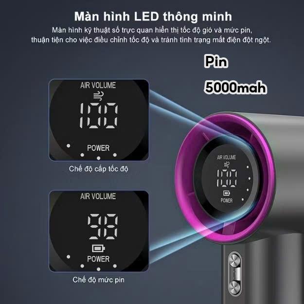 Quạt mini 5000mAh M2 di động cầm tay có thể sạc gió mạnh 100 tốc độ turbo phản lực màn hình hiển thị pin