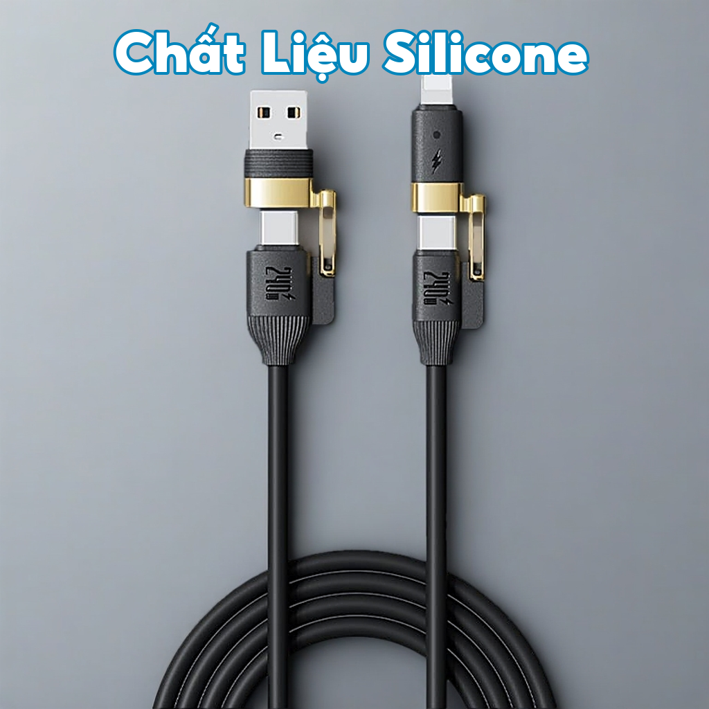 Dây Sạc Nhanh BC16 4in1 Công Suất 240W By Bonne TECHLONOGIQUE Chống Rối Sạc Điện Thoại & Máy Tính Bảo Hành 12 Tháng