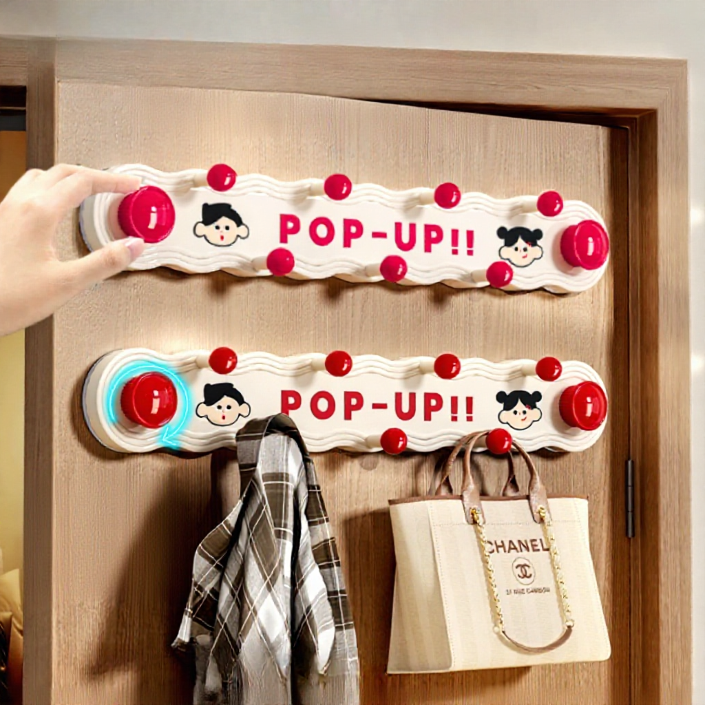 Thanh móc treo cốc hút HPS họa tiết dễ thương, Móc hút chân không pop up treo đồ nhà tắm, đồ bếp, ch