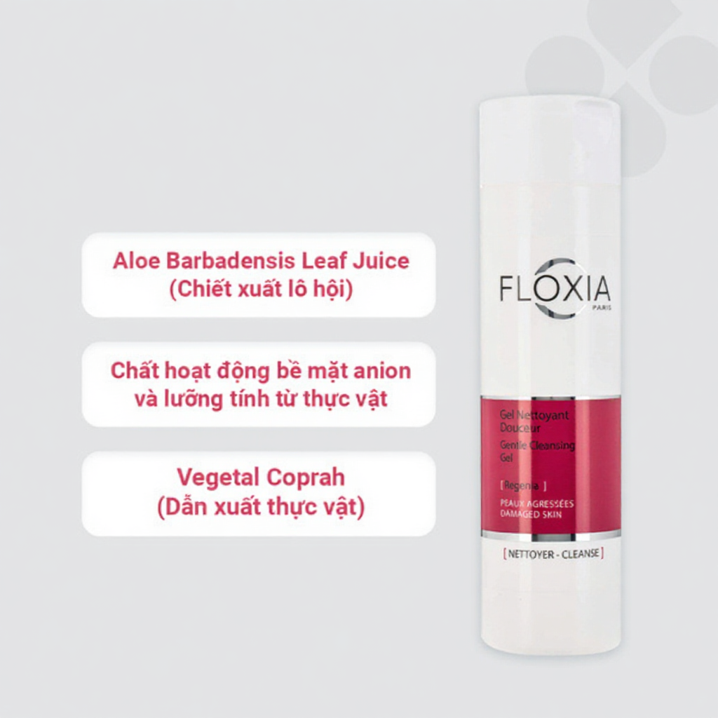 Sữa rửa mặt da mụn nhạy cảm Floxia Damage Skin Gel 200ml - Làm sạch, phục hồi tổn thương