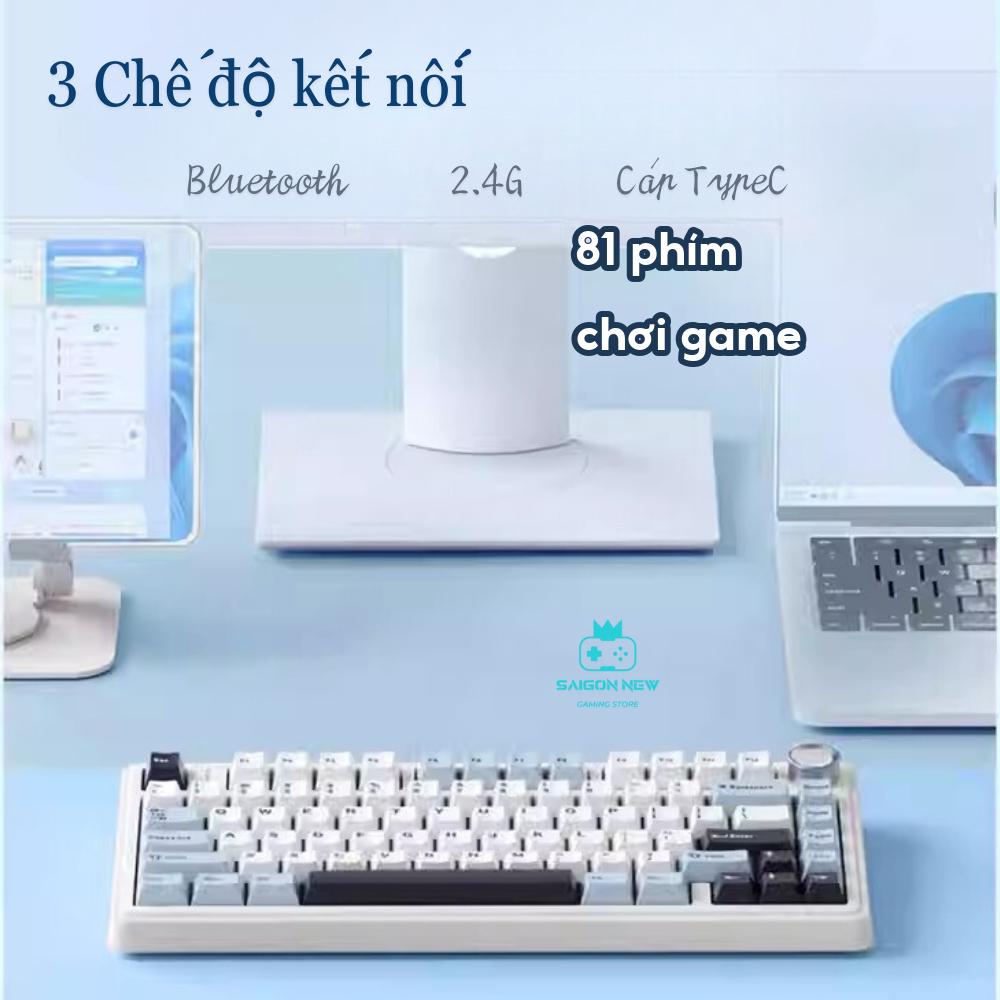 Bàn phím cơ không dây Aula F75 mạch xuôi - Hỗ trợ hotswap mạch 5pin - Có núm xoay tiện lợi