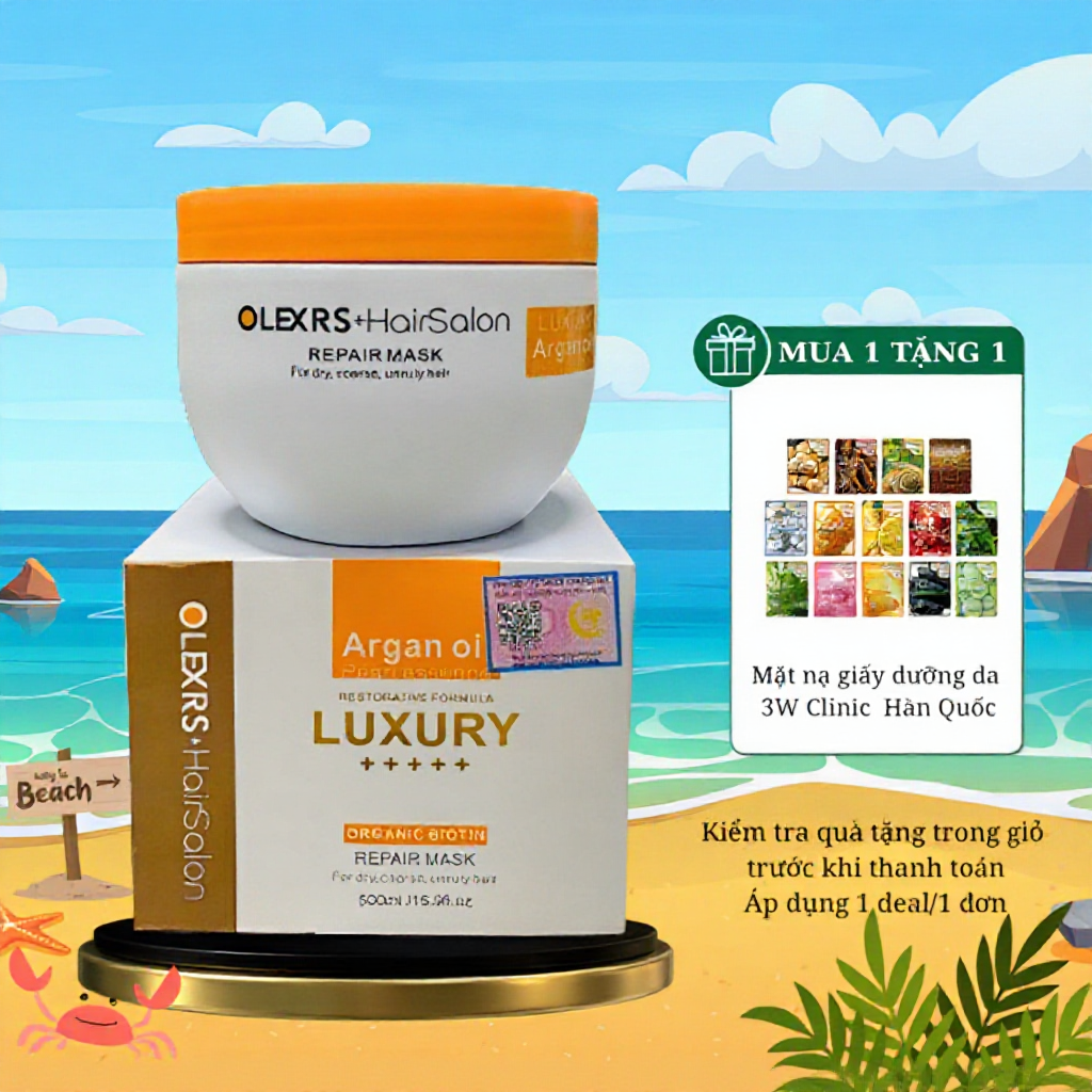 Kem Ủ Tóc Phục Hồi Siêu Mượt OLEXRS+HairSalon LUXURY Repair Mask 500ml