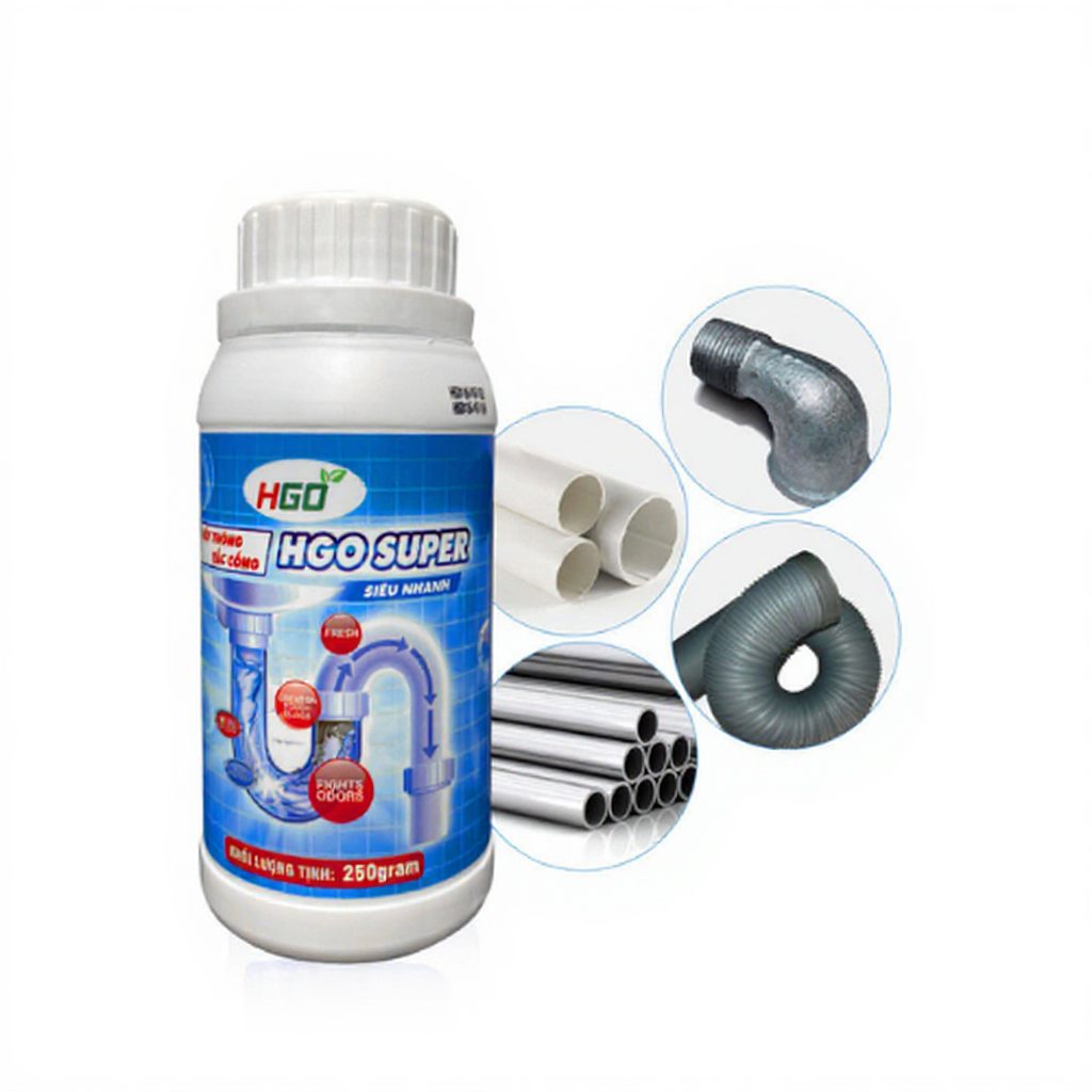 Hỏa Tốc HCM-Bột thông tắc cống HGO Super làm sạch cặn bẩn, chống nghẹt bồn cầu, lavabo siêu nhanh (2