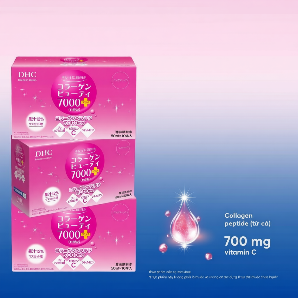 [3 Hộp] Nước uống Collagen DHC Collagen nước hỗ trợ tăng độ đàn hồi cho da - TPBVSK DHC Collagen Bea