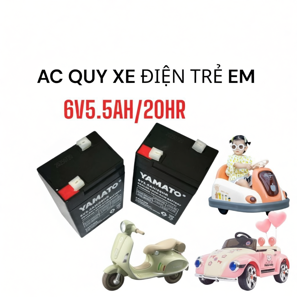 Bình 6V4AH, 6V5.5AH cho xe điện trẻ em 6V-12V hàng chính hãng chất lượng cao
