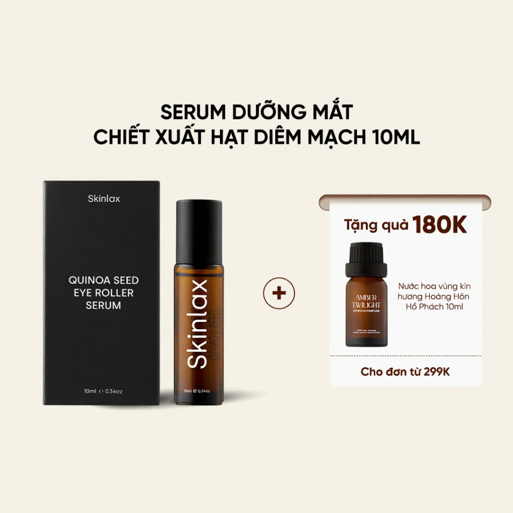 Tinh Chất (Serum) Dưỡng Mắt Dạng Lăn Giảm Thâm Bọng Mắt, Giảm Nếp Nhăn Chiết Xuất Hạt Diêm Mạch SKINLAX 10ml