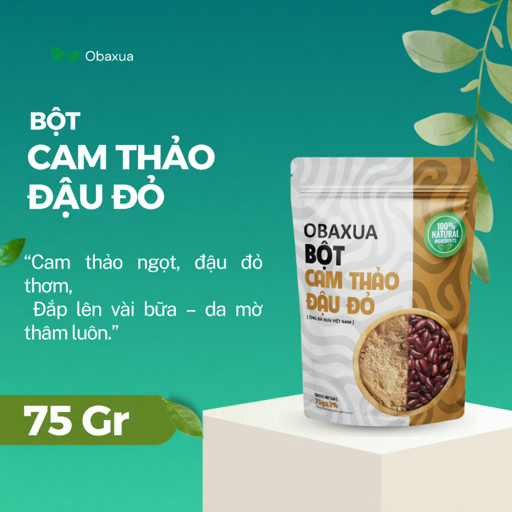 Bột Cam Thảo Đậu Đỏ Obaxua – Size Túi 75G/250G