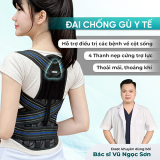 Đai Chống Gù Lưng Y Tế Nevor DCG04 Có Nẹp Cứng Định Hình Cột Sống, Hỗ Trợ Cong Vẹo Và Thoái Hóa Lưng
