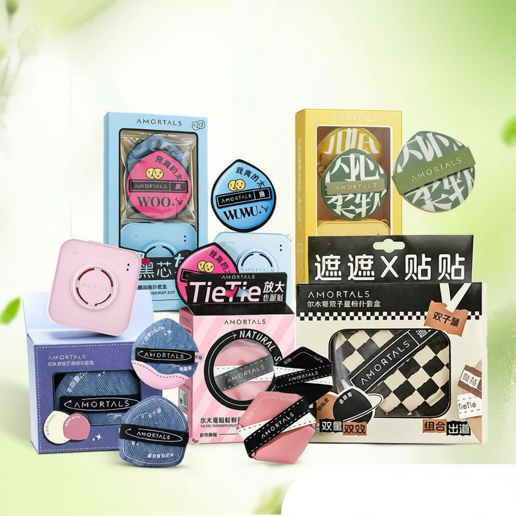 TỔNG HỢP Mút Trang Điểm AMORTALS Chính Hãng Tán Kem Nền và Cushion Đa Năng Với Cọ Và Hộp Đựng
