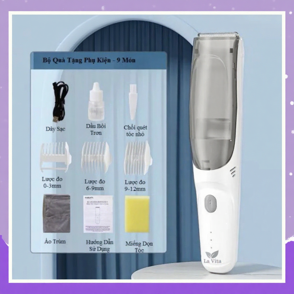 Tông đơ cắt tóc, hớt tóc cho bé La Vita êm ái bảo hành 12 tháng, động cơ kép lực hút mạnh