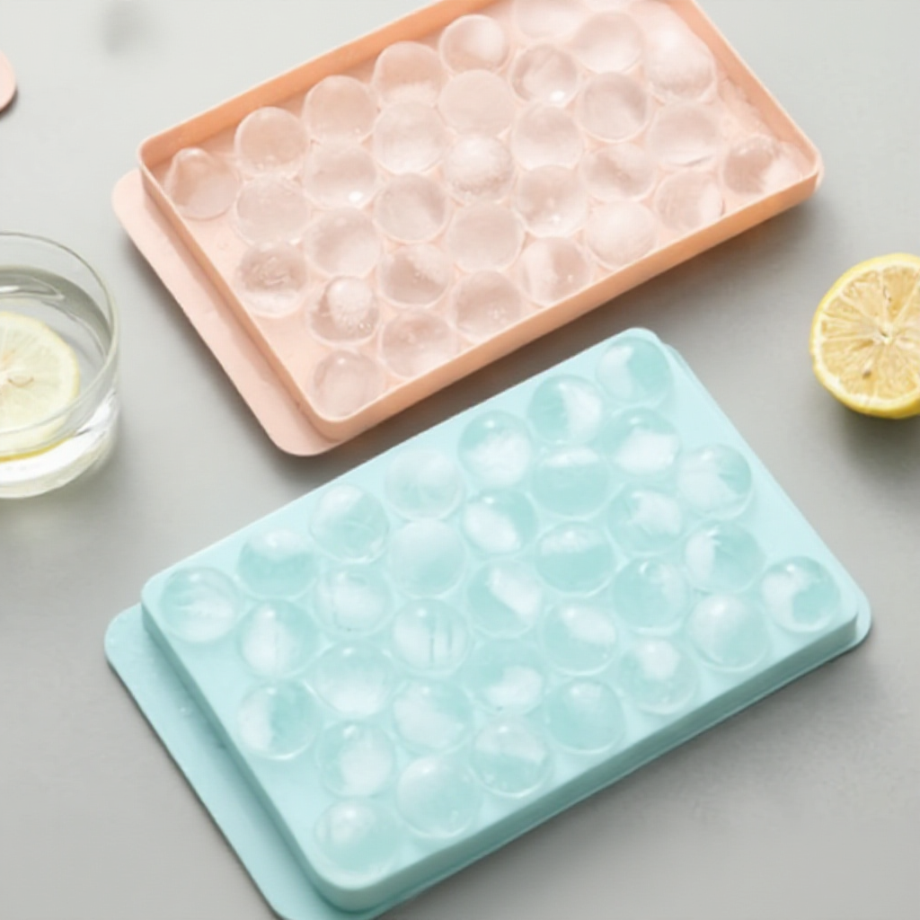 Khay đá bi tròn tủ lạnh 33 viên có nắp đậy (6978) AMIZIN