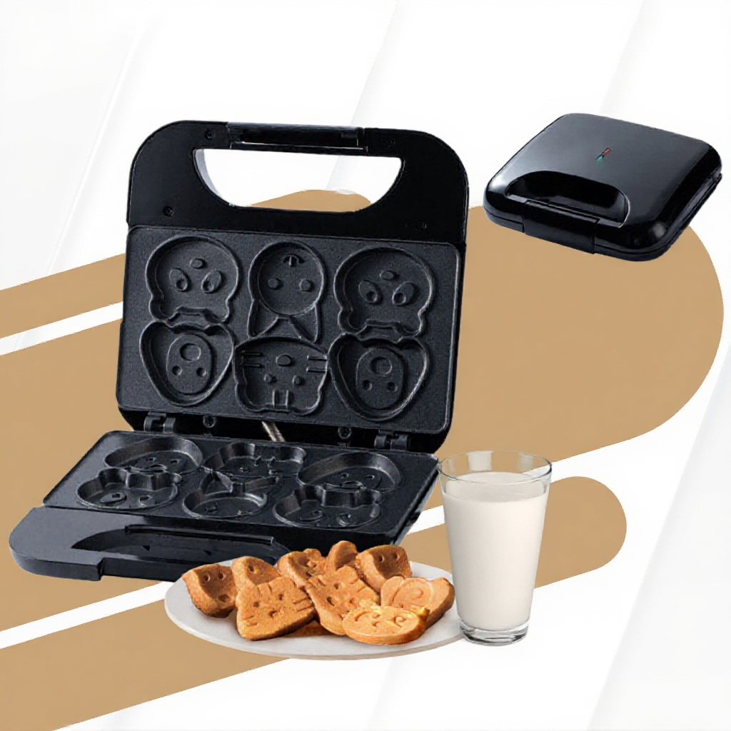 Máy làm bánh khuôn 6 hình động vật, máy nướng bánh hình thú chống dính, làm bữa sáng hình thù đáng yêu cho bé mỗi ngày