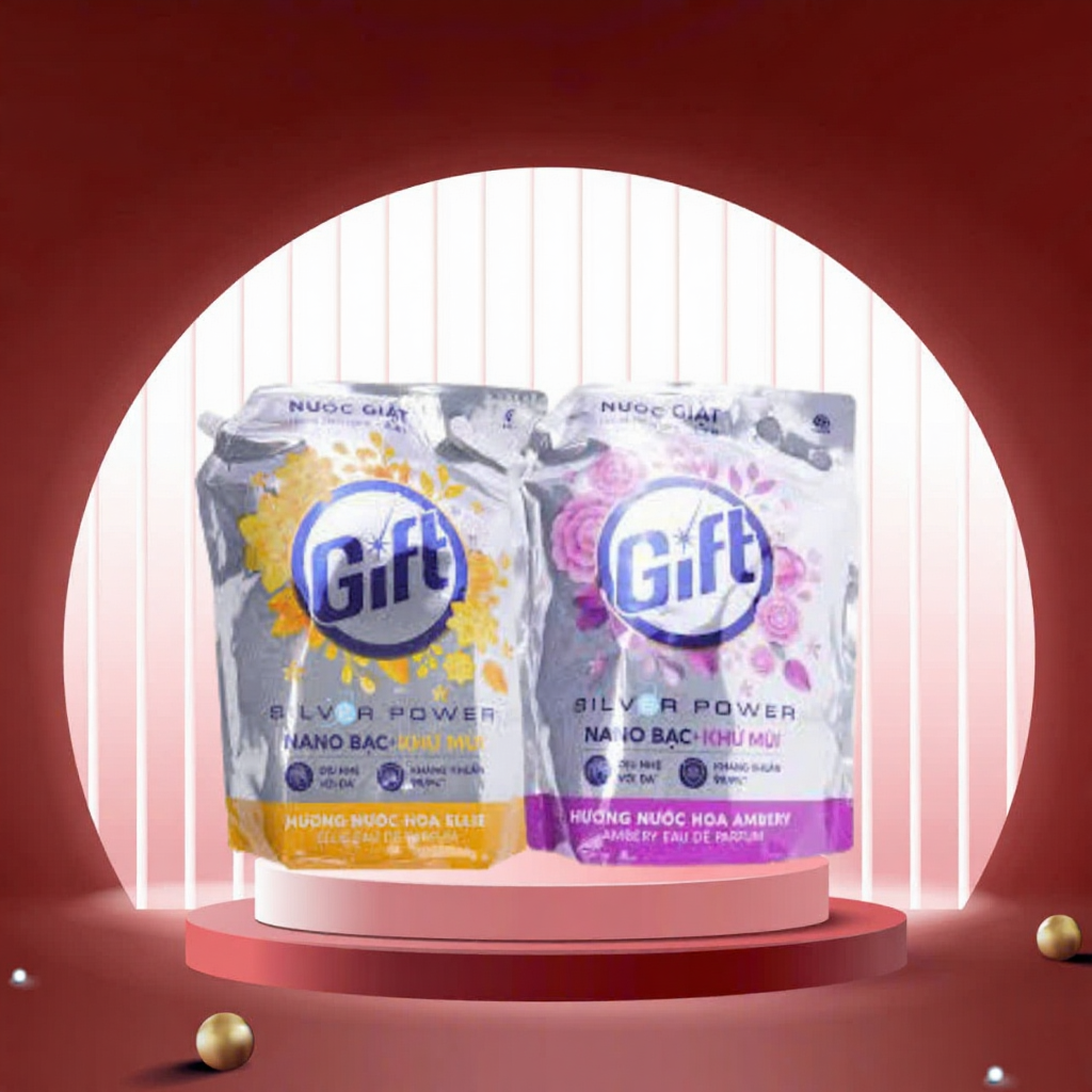 Nước Giặt Gift Silver Power Khử Mùi Và Kháng Khuẩn Hương Hoa Ellie - Ambery 3,6kg