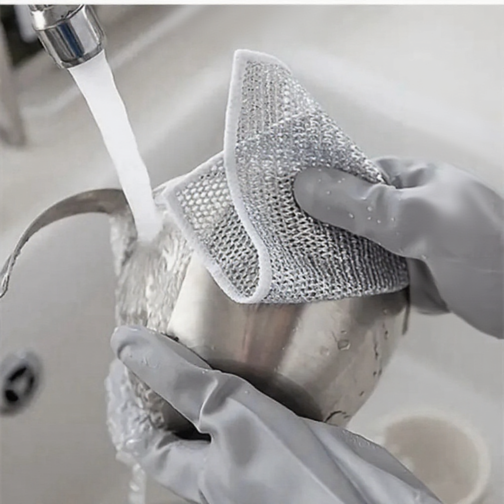 Giẻ Lau Bát Đũa Bếp Máy Rửa Bát Vải Lau Lưới Đa Năng Chống Mài Mòn Tấm Cọ Rửa Dây Kim Loại
