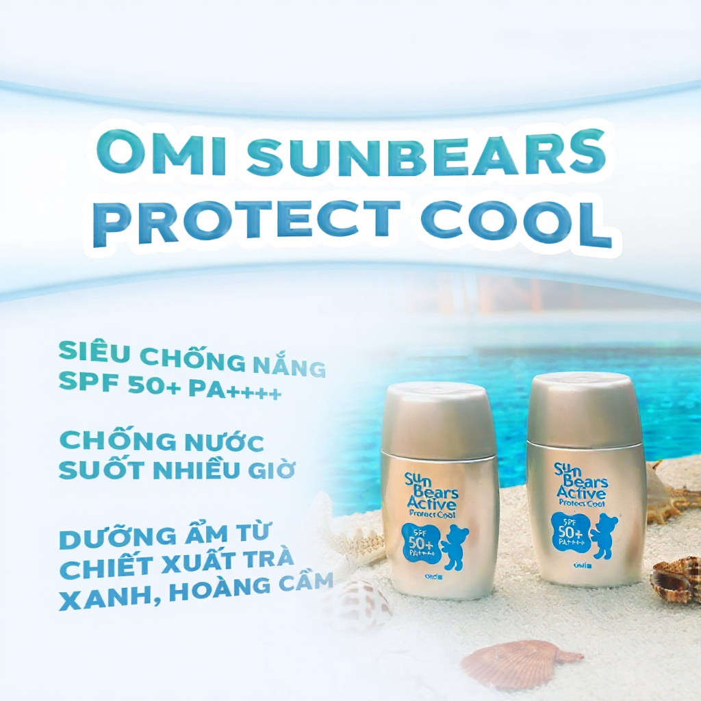 Kem Chống Nắng Omi Sun Bears Chống Nắng, Chống Thấm Nước, Lâu Trôi Mát Lạnh SPF 50+ PA++++ SPF 35 PA+++, Nhật Bản (30g)