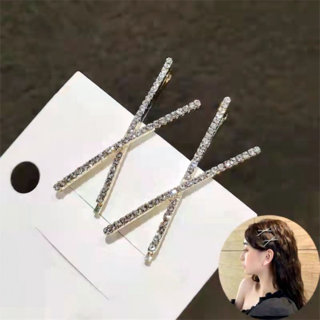 Kẹp tóc nữ Eleanor Accessories hình chữ X đính đá basic