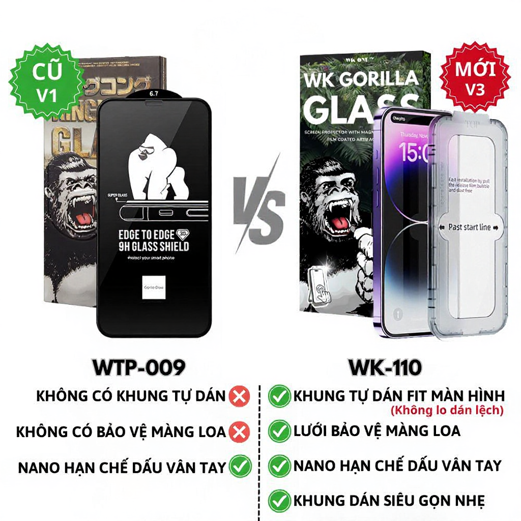 Kính Cường Lực iphone 3D Full Màn WK