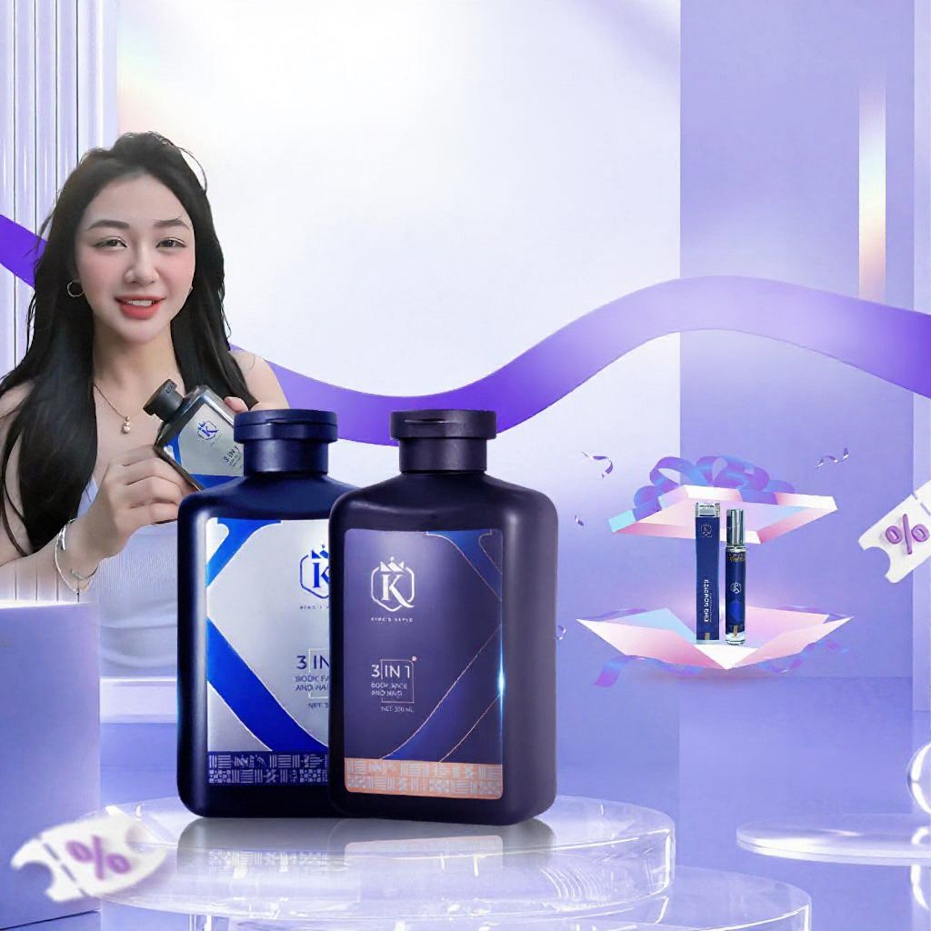 Sữa tắm gội nam KING MONSTER 3 in 1 hương nước hoa cao cấp 350ml