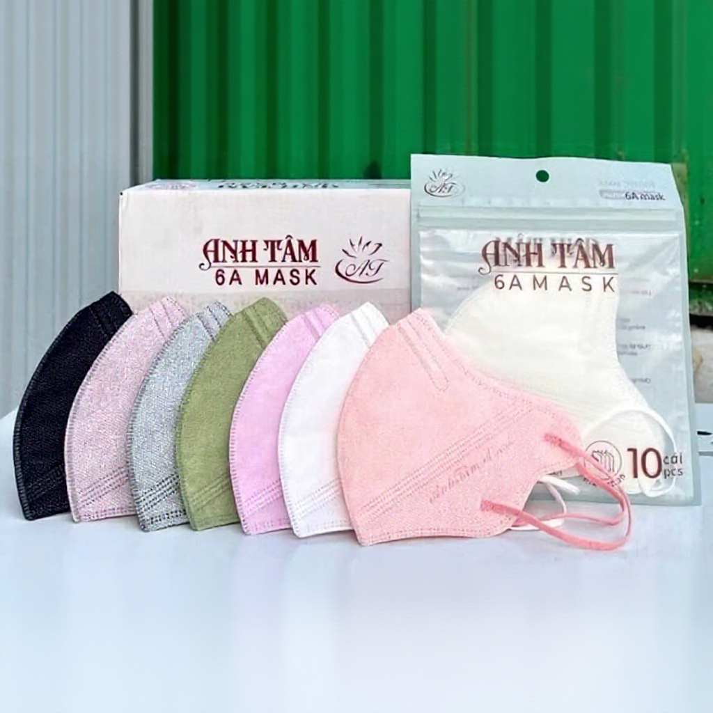 Thùng 100 chiếc khẩu trang 6A Anh Tâm Kháng Khuẩn, 4 lớp, Chống bụi mịn, chống nắng