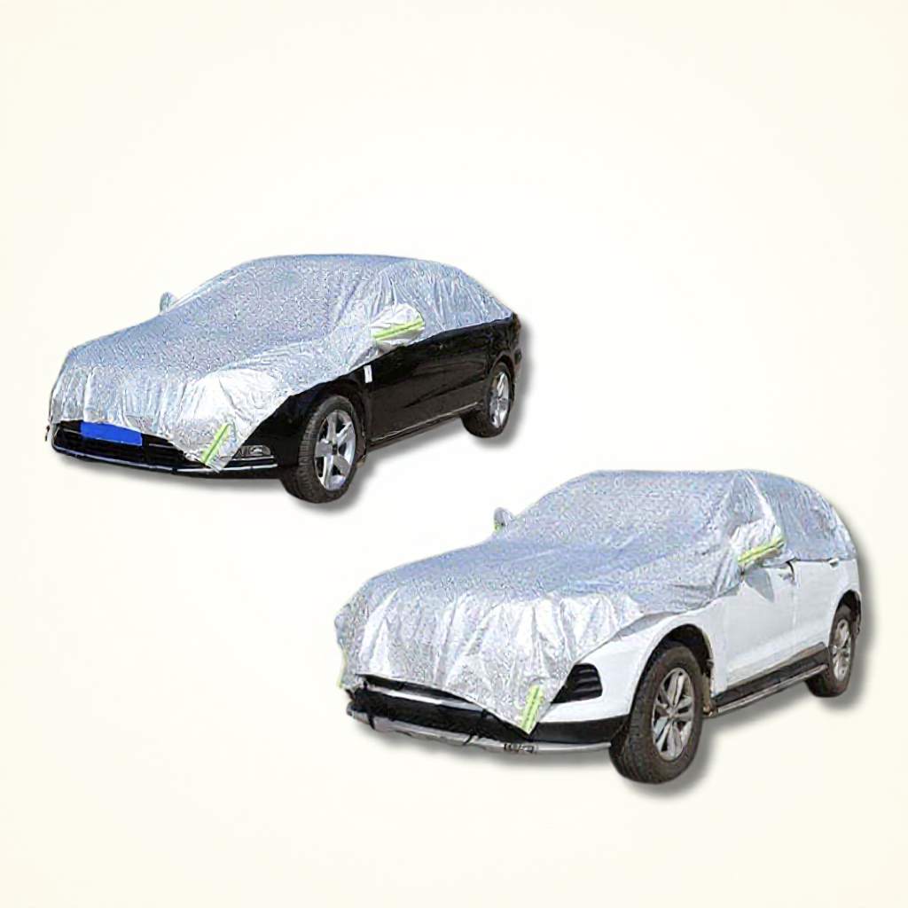 Bạt Phủ Nửa Xe Ô Tô Che Cả Nắp Capo, Bạt Che Nắng Ô Tô Tráng Bạc 3 Lớp - BONBANH AUTO