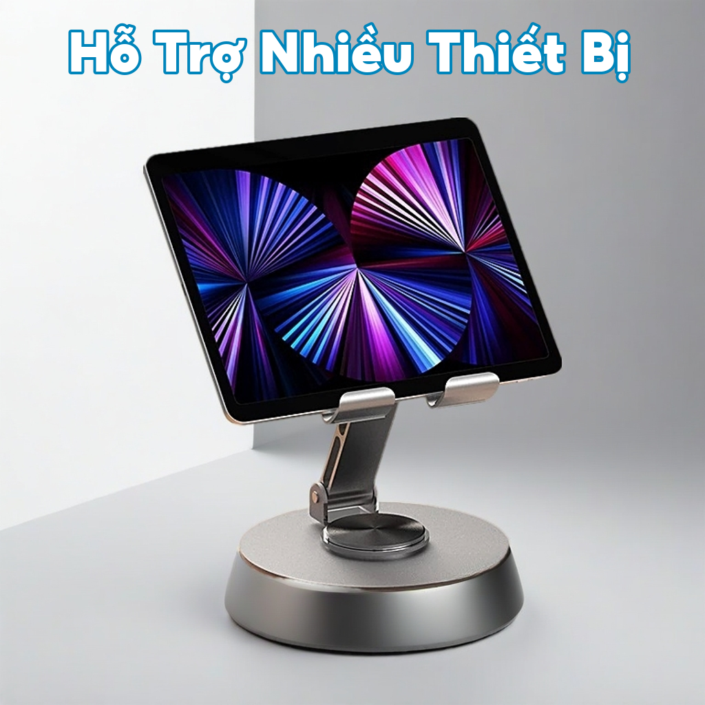 Giá Đỡ Điện Thoại Máy Tính Bảng Xoay 360 Hợp Kim Nhôm, Kệ Điện Thoại Xem Phim Livestream Gấp Gọn