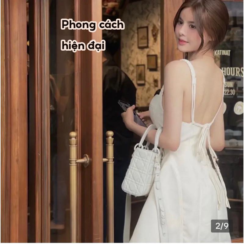 [RẺ VÔ ĐỊCH] đầm hai dây line chuẩn chất dạ tex tiểu thư cá tính A654