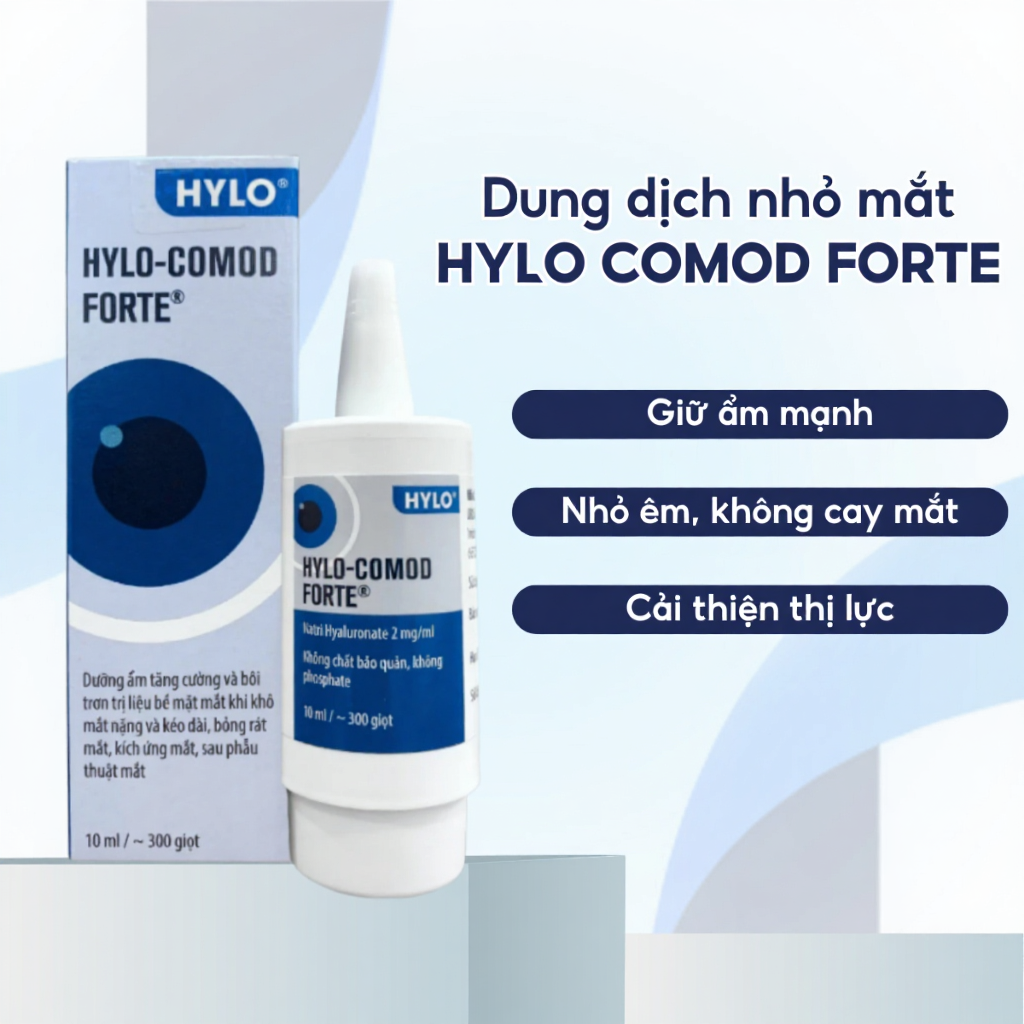 Dung dịch nhỏ mắt HYLO COMOD forte (HYLO GEL cũ) - Dưỡng ẩm, giảm tình trạng khô mắt, mỏi mắt