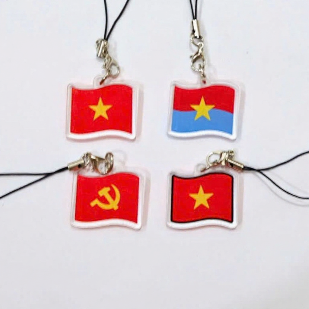 Dây đeo điện thoại cờ Tổ Quốc, cờ Đảng, Cờ Việt Nam,v.v. (2 mặt) - [Cơm Sườn bình dân]
