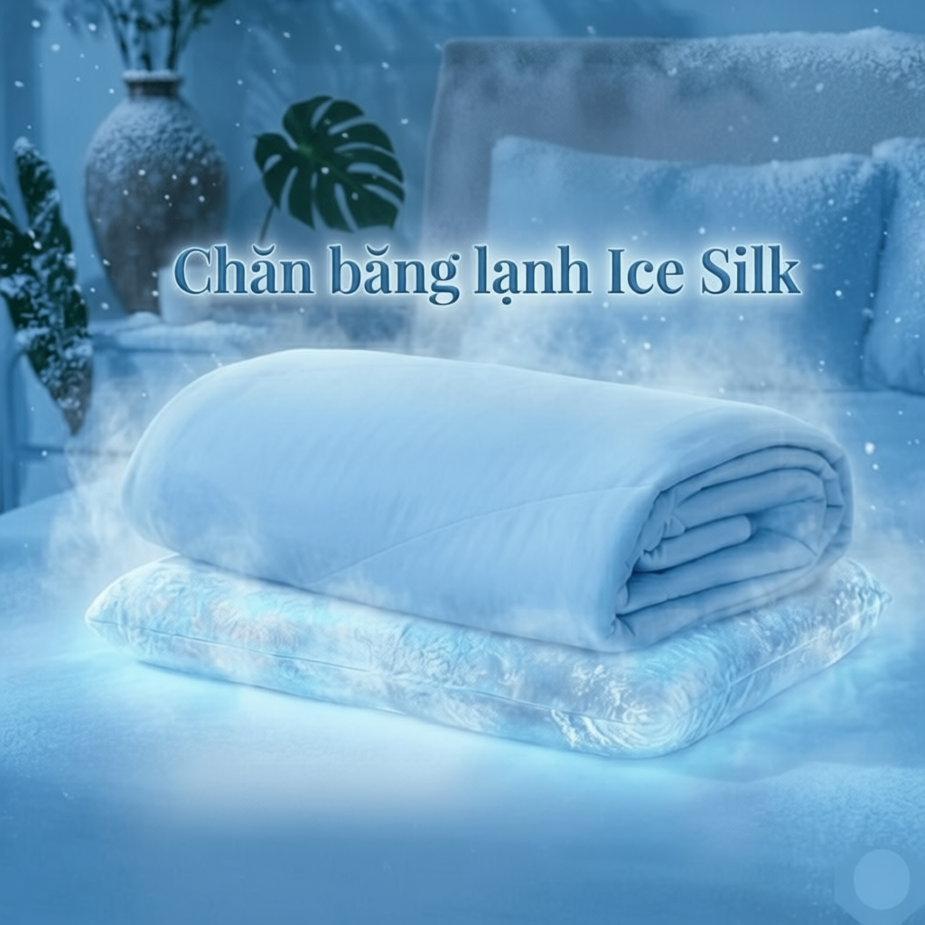 Chăn điều hòa Amando Ice Silk làm mát tức thì, cảm giác mát lạnh ngay khi chạm