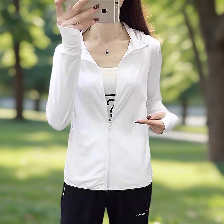 Áo khoác chống nắng nữ ( 2 lớp mặc 2 mặt ) họa tiết có mũ trùm đầu, áo khoác chống tia UV chất vải thun lạnh thoáng mát,
