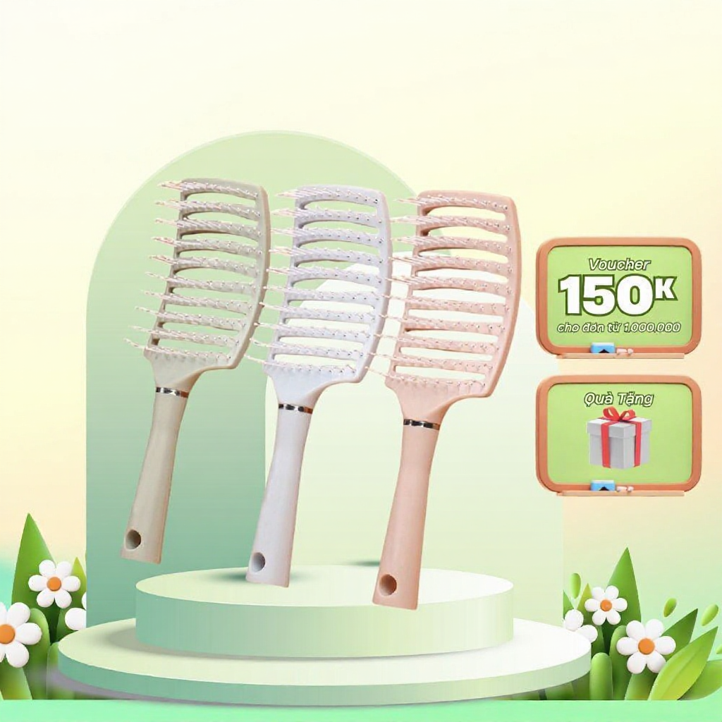 Lược Chải Tóc Đệm Khí Giúp Mát Xa Da Đầu, Tạo Kiểu Tóc Tại Nhà Cực Kì Tiện Lợi HGHOME