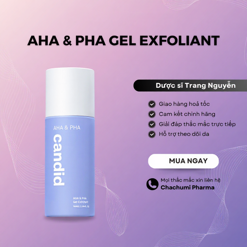 Gel AHA & PHA Candid Tẩy Tế Bào Chết & Làm Mịn Da Gel Exfoliant 100ml