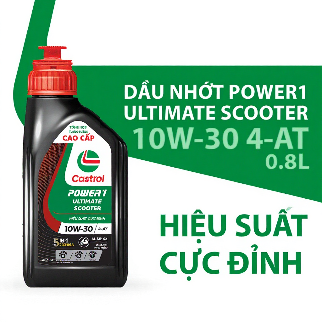 Dầu nhớt xe tay ga Castrol POWER1 ULTIMATE SCOOTER 10W-30 4-AT (0.8L)