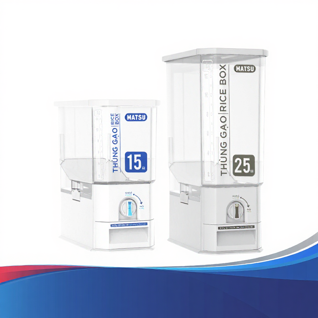 Thùng gạo Clear (15kg) DUY TÂN nhựa PP, chất liệu an toàn, thiết kế đo lường thông minh, ngăn ẩm mốc