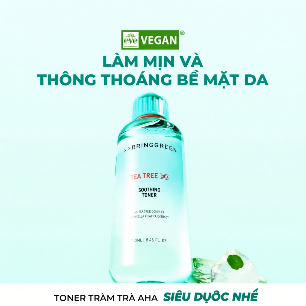 [Bring Green Chính hãng] Nước hoa hồng Tràm Trà Bring Green Tea Tree Cica Soothing Toner 250ml