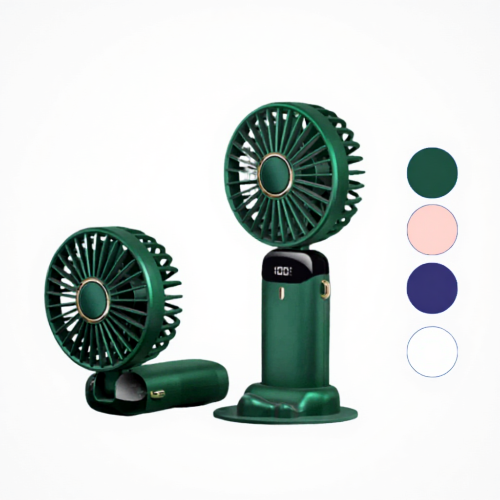 Quạt Mini Cầm Tay Gấp Gọn Tiện Ích Với 5 Cấp Độ Quạt - Kèm Dây Đeo Cổ Và Viên Nén Thơm