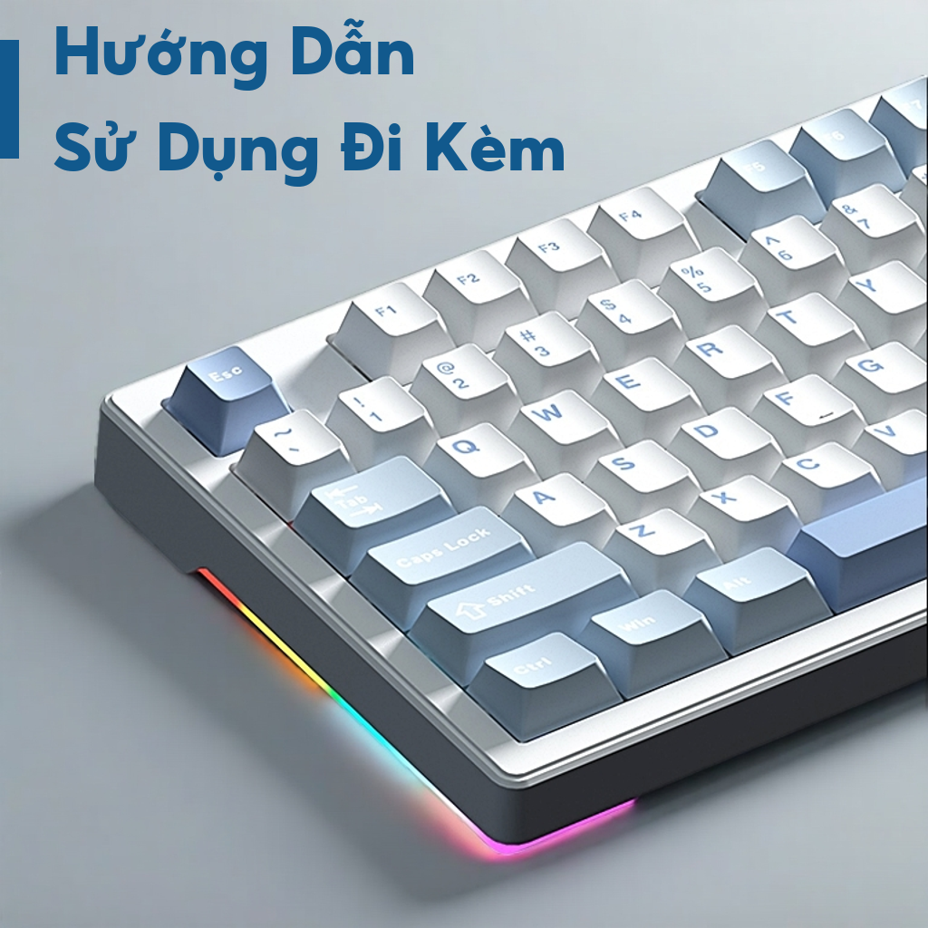 Bàn phím cơ không dây silent WEIKAV WK87 - 3 Mode - Mạch xuôi - LED RGB - Có App - Foam silicon