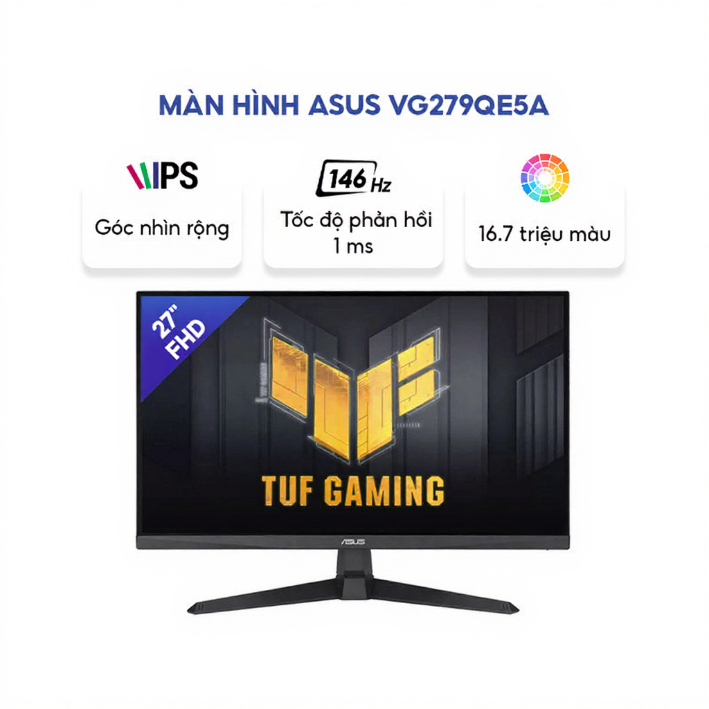 Màn hình Gaming ASUS TUF VG279QE5A 27inch (FHD 1920 x 1080/ IPS/ 146Hz/ 1 ms) -  Bảo hành 36 Tháng