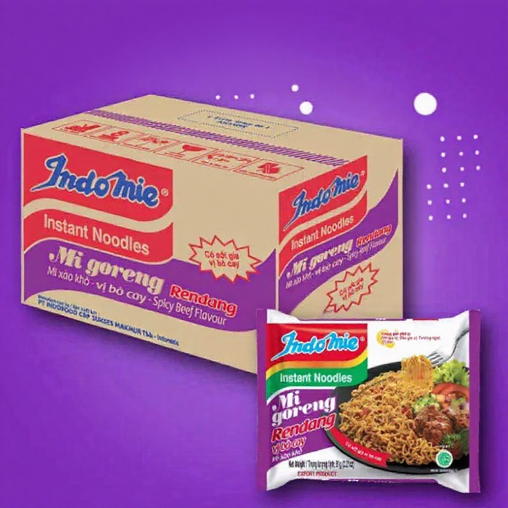 Thùng 40 Gói Mì Trộn Indomie Mix Đủ Vị: Đặc Biệt, Cay Nồng, Sườn Cay, Bò Cay, Gà Giòn Cay, Ớt Xanh