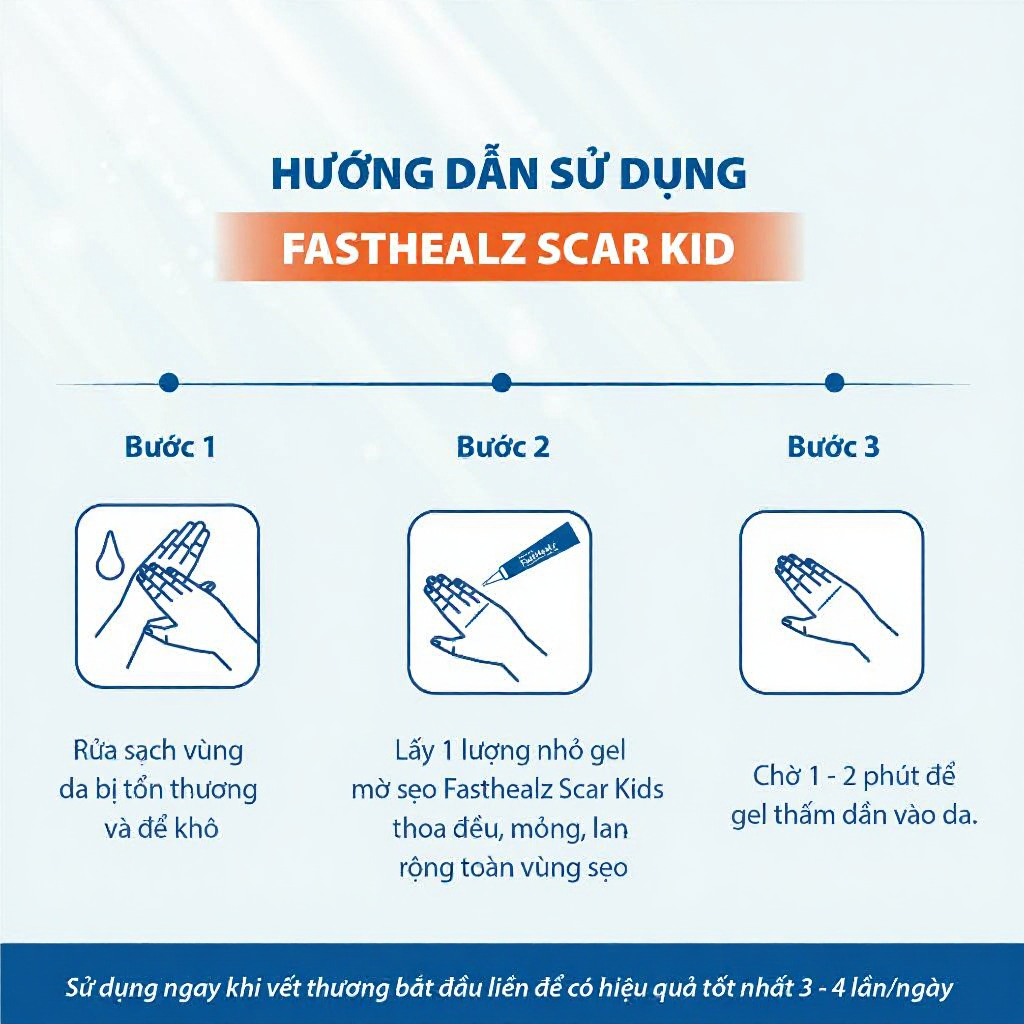 Gel mờ sẹo Fasthealz scar kids 12g - Hỗ trợ làm mờ sẹo thâm, lõm & đỏ cho bé Novocare