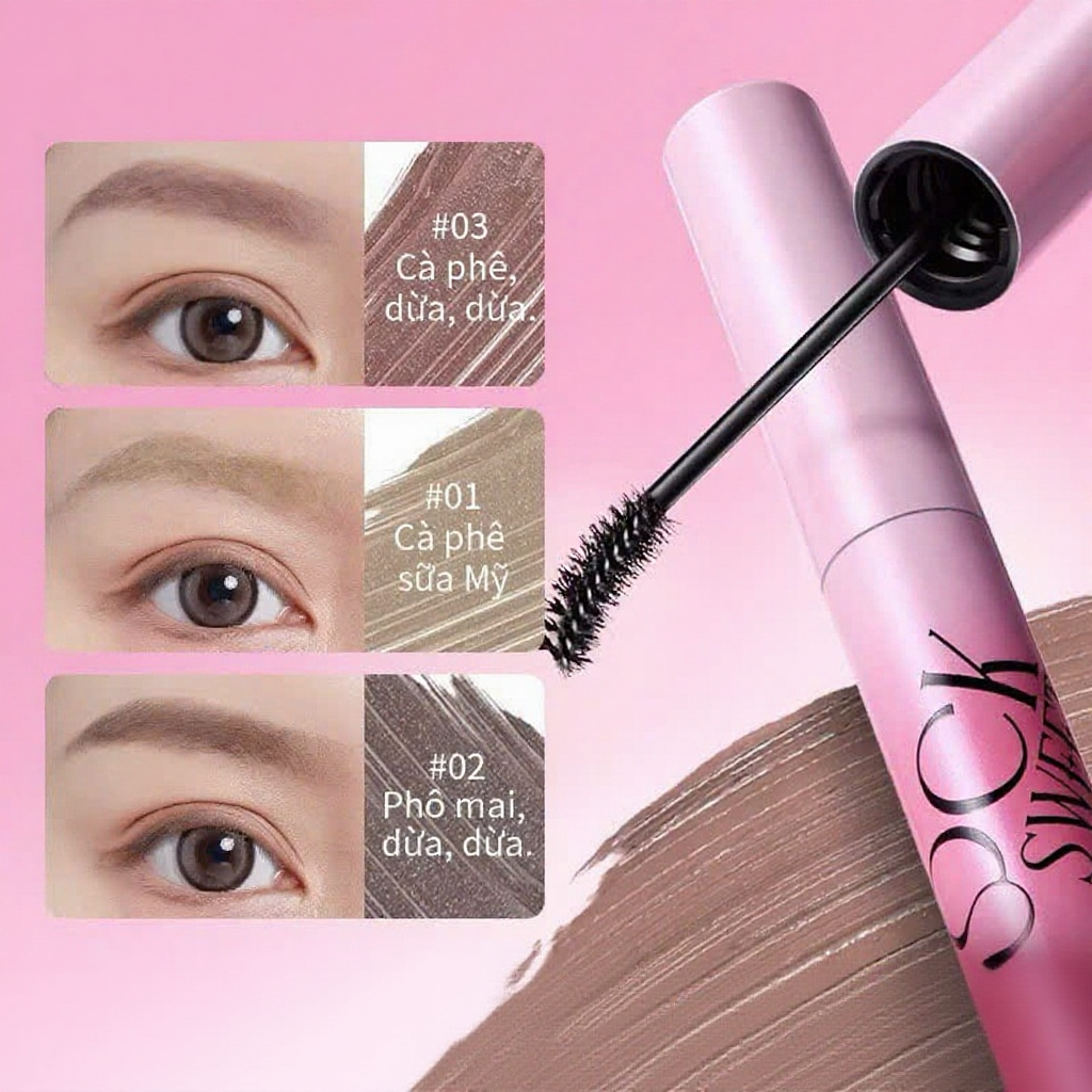 Rock Sweet Mascara Lông Mày Gel Lì Mịn Giữ Màu 24H Chống Nước
