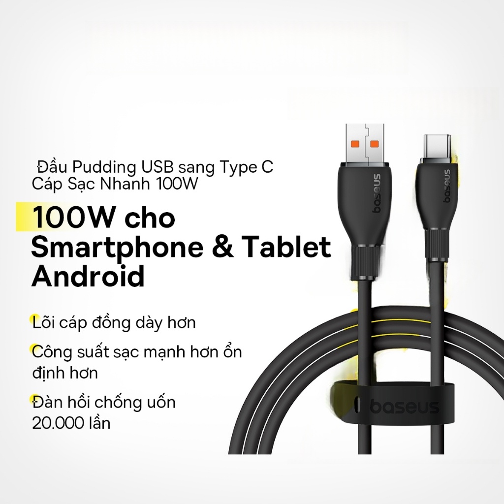 Cáp SạC Nhanh Baseus 100W USB Type C 6A Dây cáp PD và truyền dữ liệu cho Huawei Xiaomi Samsung