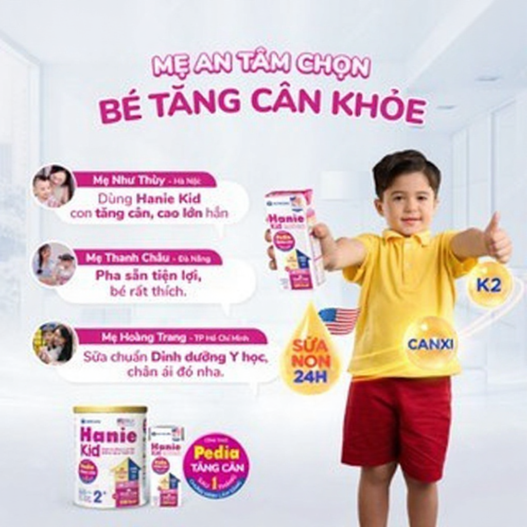 Thùng 48 hộp sữa bột pha sẵn Nutricare Hanie Kid cho trẻ biếng ăn suy dinh dưỡng