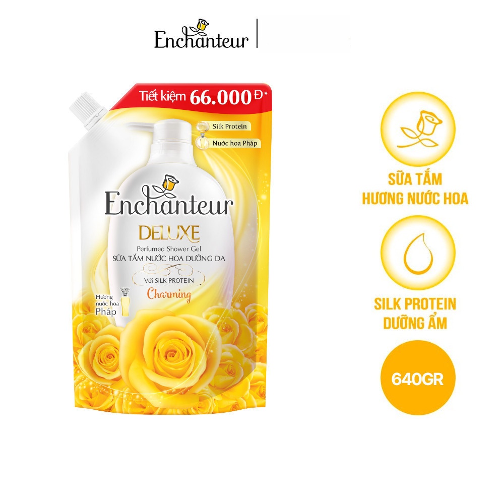 Túi Sữa tắm hương nước hoa Enchanteur Charming/Sensation 450g / 640g