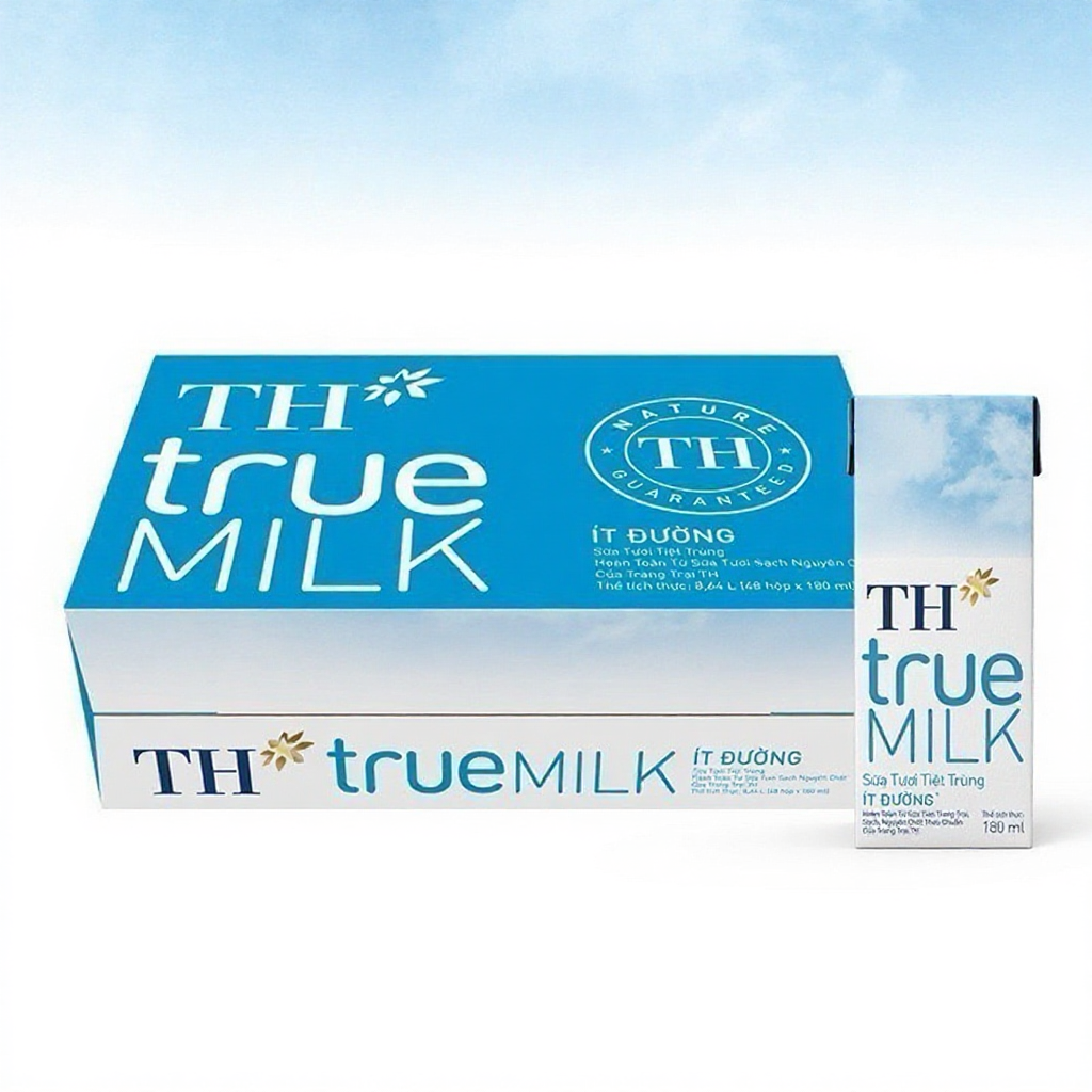 Thùng 48 hộp sữa tươi TH true Milk 180ml với 5 vị