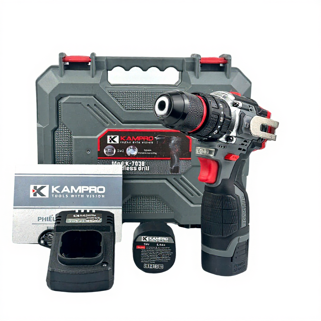 Máy Khoan Pin Kampro K-7038, 3 Chức Năng, Đầu Kẹp Autolock, Động Cơ Không Chổi Than