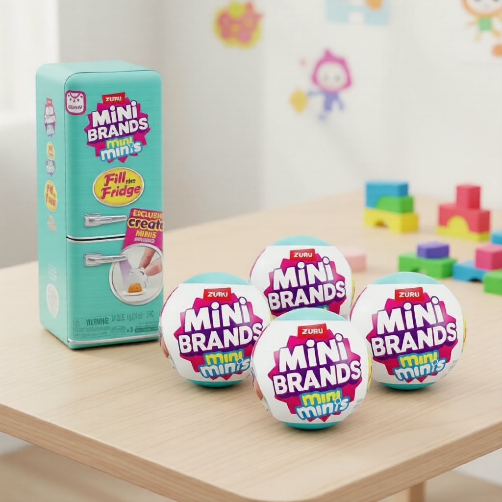 Zuru Mini Brands Mystery Fridge – 5 món đồ chơi tí hon sưu tập cho nhà búp bê & chơi giả vờ, hộp bất