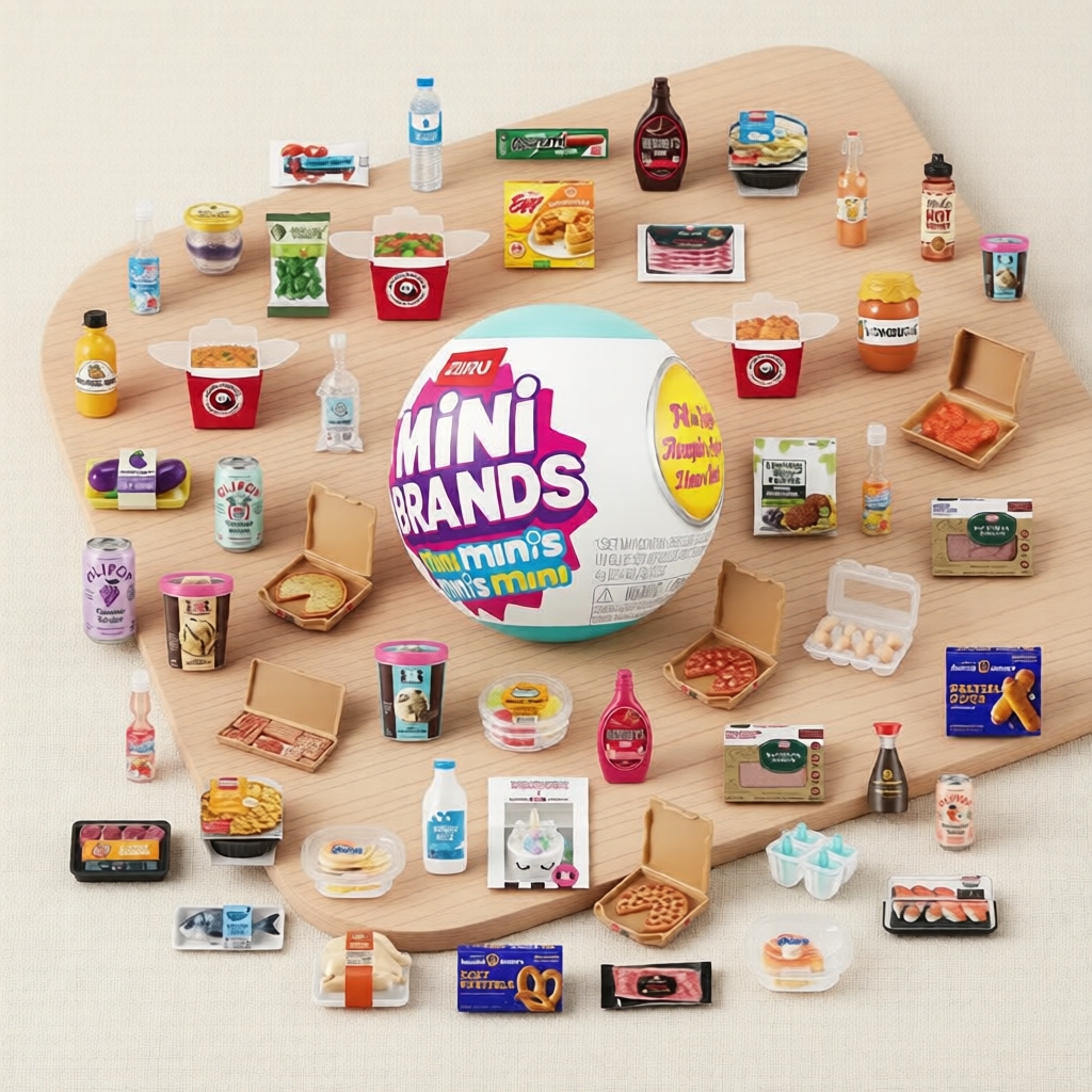 ZURU Mini Brands Fill The Fridge Mini Minis Series 1 Đồ sưu tập, Gói bất ngờ, 1 viên nang, Bản sao t